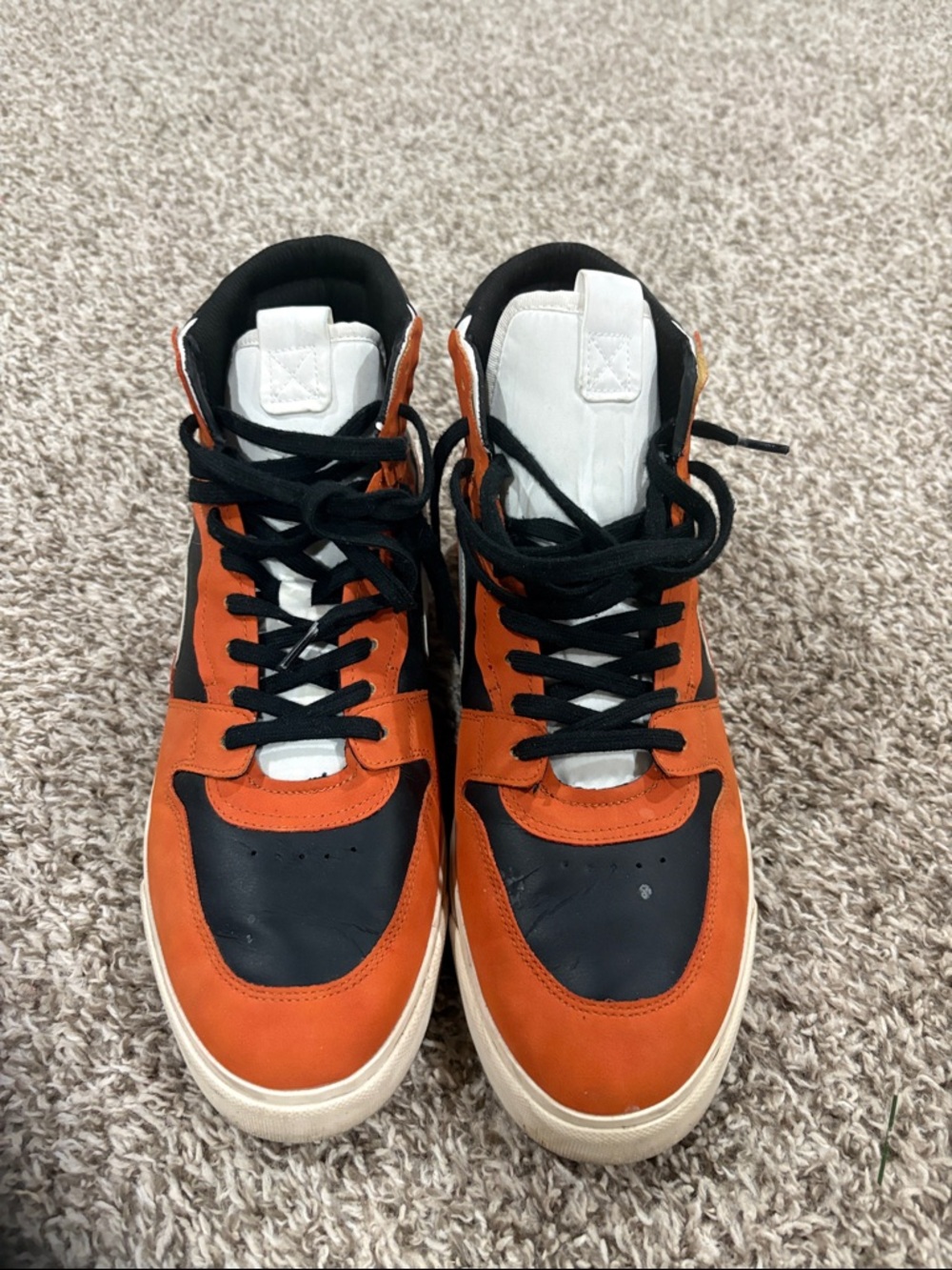 Zara Orange and Black High-Top Sneakers